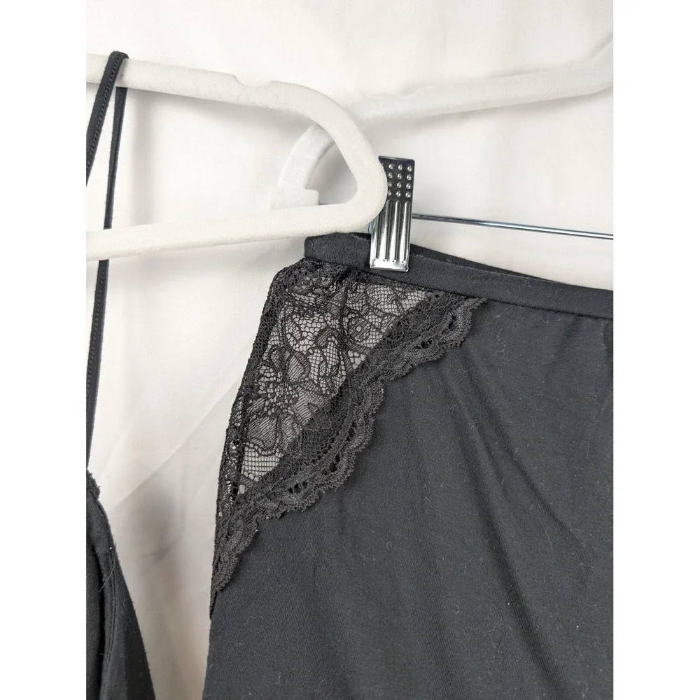 Victorias‎ Secret Sheer Lace Cami Shorts Pajama Set Sz L Black PJs Lingerie Sexy